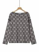 Women's knit sweater with letter pattern