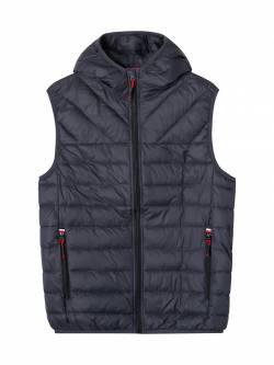 Men's basic lightweight vest with hood-dark grey