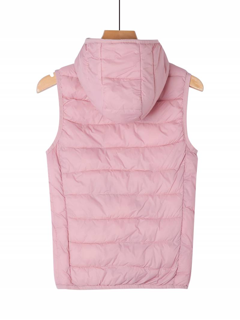 Girl's basic lightweight hooded vest-pink