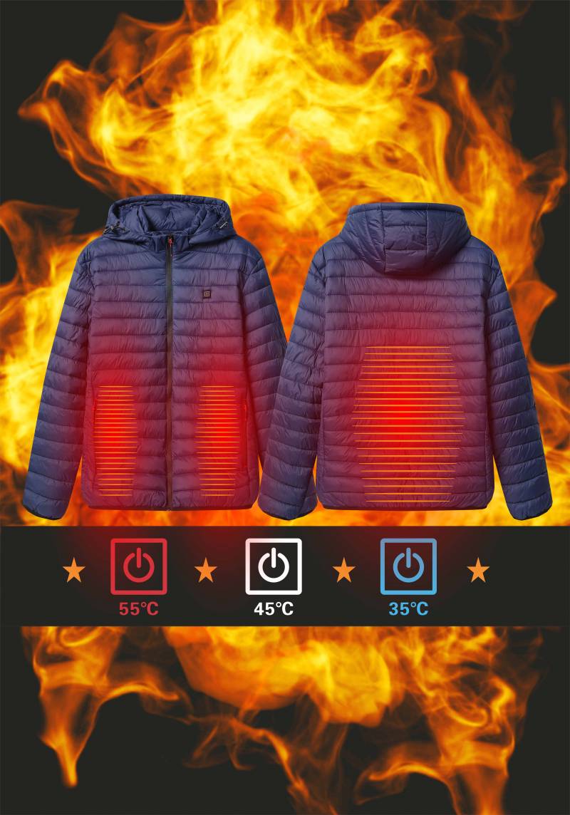 Plus size men's lightweight heated technical padded jacket