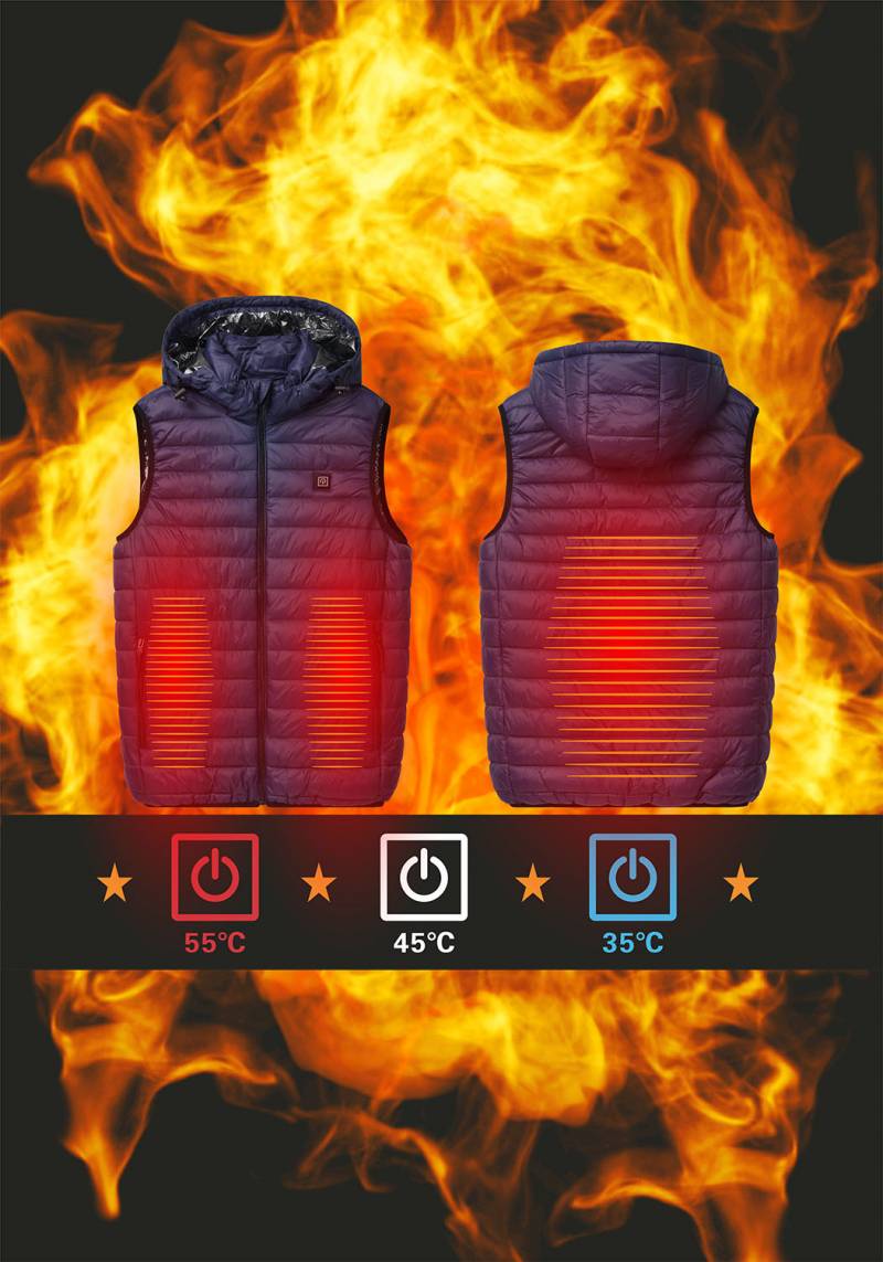Plus size men's lightweight heated technical padded vest