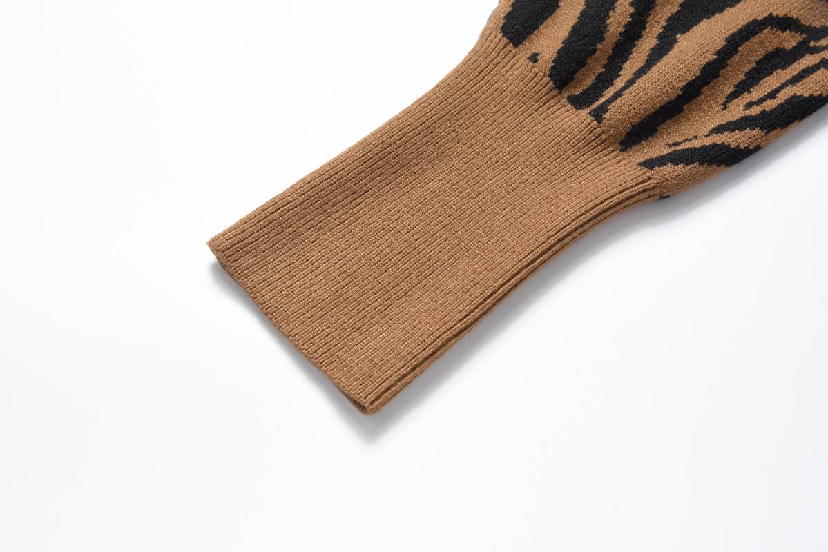 Two-piece knit dress set-tiger print